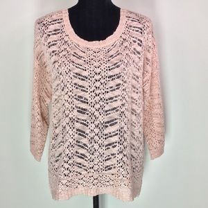 Oversized Dropped Shoulders Light Peach Crochet L